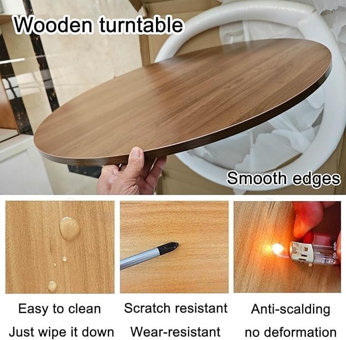 Demonstration of Lazy Susan's easy cleaning and resistance