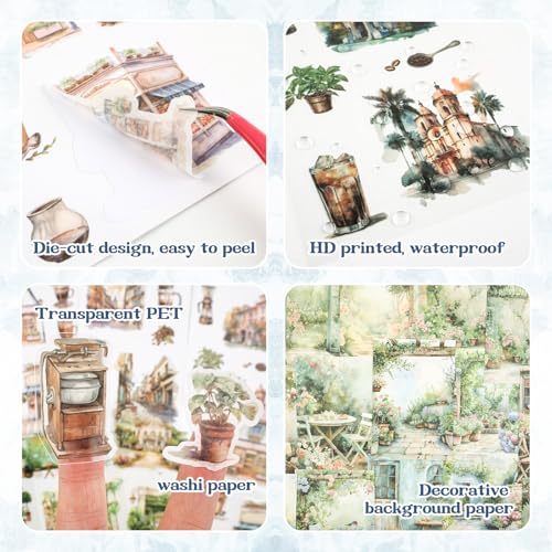 Autocollants prédécoupés en PET et papier de scrapbooking bleu RISYPISY 54pcs