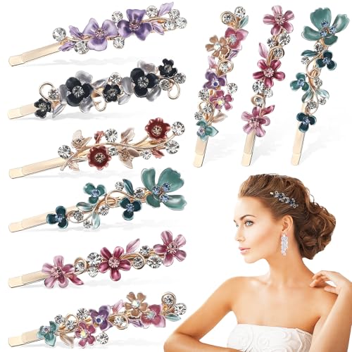 Pinces à cheveux à fleurs anti-glisse en alliage pour coiffure stable en fête