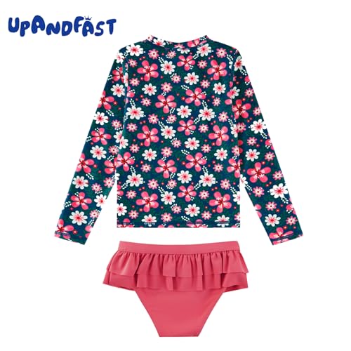Image of upandfast Girls Rash Guard Set Long Sleeve Two Piece Swimsuit with UPF 50+ Sun Protection for Girls 3-8 Years