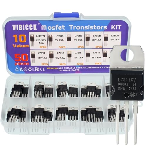 VIBICCK 10 Values 50 Pcs Linear Voltage Regulator Positive