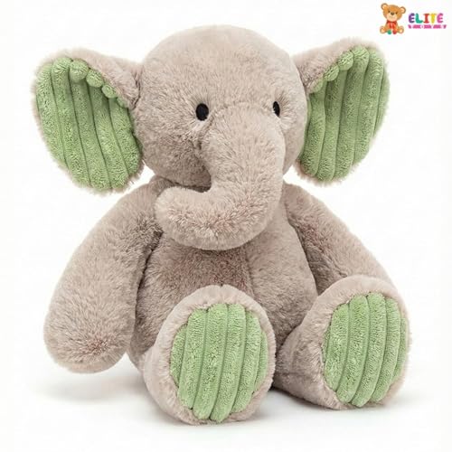 Image of Elite Toys Elephant Soft Toy 35 cm | Cute Gray Elephant Teddy Plush Toy | Soft Cuddly Stuffed Animal for Kids Boys Girls | Birthday Gift Baby Toy Room Decor