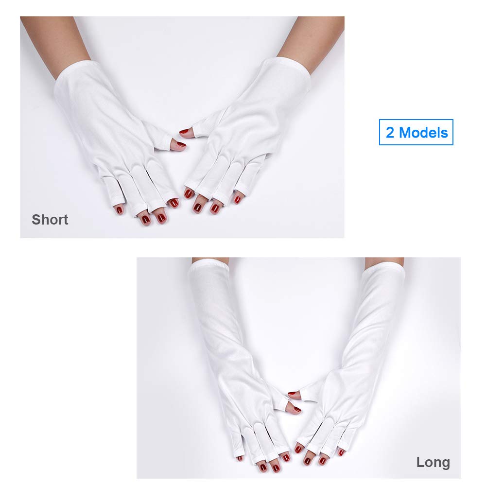 Rękawice do paznokci uv, rękawice UV do manicure żelowego, 1 para ochronne, białe z manicure, dla kobiet i mężczyzn