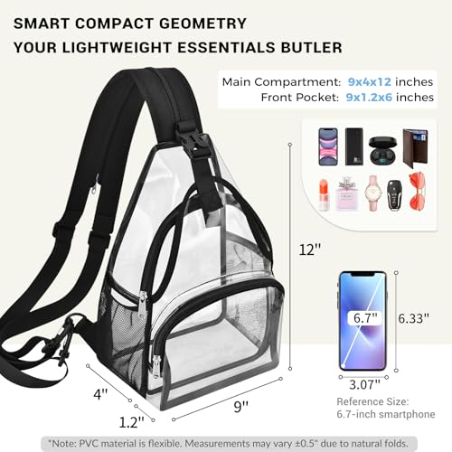 Image of Mildbeer Womens Convertible Clear Backpack, Compact Concert Black Small