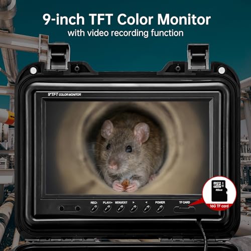 Sewer Camera Replacement High Definition 9inch Display Screen w/8GB DVR Video Rcording,JQKJCAM Pipe Inspection Camera Drain Pipeline Industrial Endoscope System Monitor