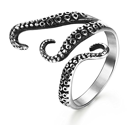 FIBO STEEL Stainless Steel Octopus Shape Rings for Men Women Vintage Rings,Size 7-134