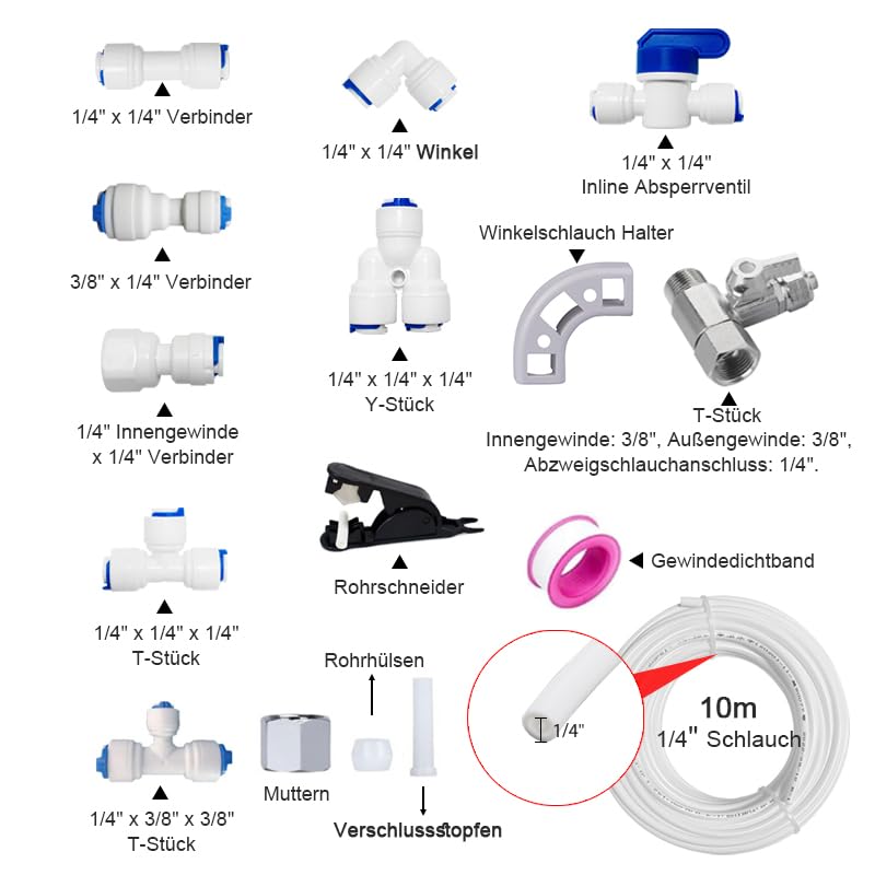 HAXIHA Blau 5Meter Wasserzulaufleitung Universal Anschluss-Set(3/8),RO Water Filter Fitting Schlauchverbinder,für 3/8 Zoll Schlauch.Wasserschlauch, Osmose Schlauch(Y T I L Typ Combo Absperrventil HAXIHA Blau 5Meter Wasserzulaufleitung Universal Anschluss-Set(3/8),RO Water Filter Fitting Schlauchverbinder,für 3/8 Zoll Schlauch.Wasserschlauch, Osmose Schlauch(Y T I L Typ Combo Absperrventil