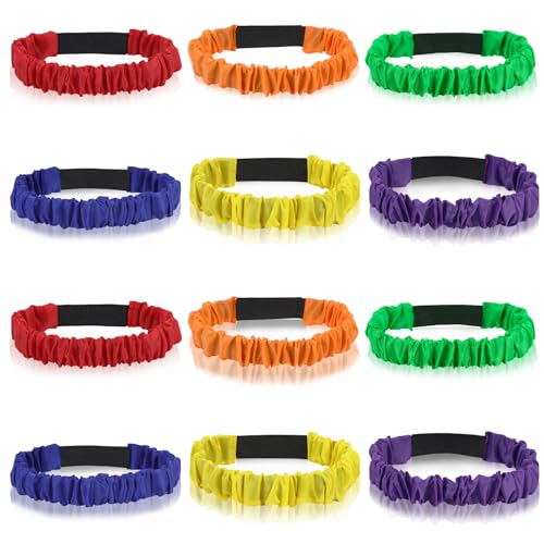 Augshy 12Pcs 3 Legged Race Bands Elastic Tie Rope Resistance Bands for Relay Race Game Carnival Field Day Backyard Game Party Supplies