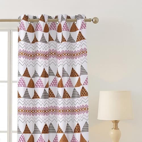 Image of Homestan 100% Cotton Block Print Door Curtains 9 Feet Long Set of 1 for Home Decor (9 X 4.5 Feet, Brown)