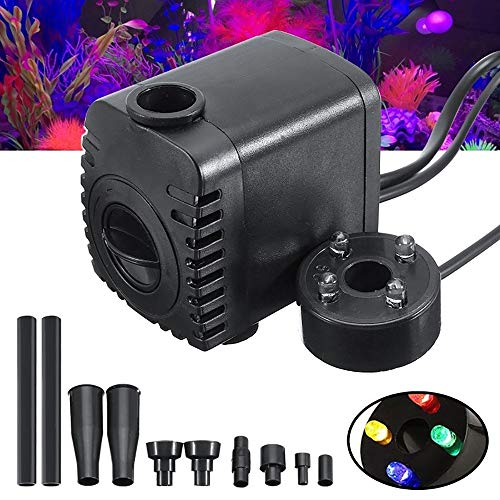 YiHao Gartenteichpumpe, 8W LED-Licht-Fisch-Behälter-Filter, Garten Pool Teich-Brunnen Wasserfall Tauch Aquarium Wasserpumpe