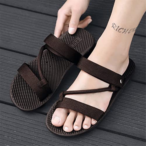 Men Sandals Roman Outdoor Beach Casual Shoes Comfortable Sandals Slip-On Male Sandals(White-Patch Five-Pointed star4,42)3
