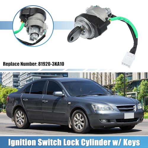 uxcell No.819203KA10 Car Ignition Switch Lock Cylinder with 2 Keys for Hyundai Sonata 2.4L L4 3.3L V6 2005-2007 Ignitigon Starter Switch Steering Lock Cylinder Set by uxcell - Image 2