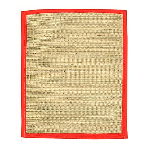 Image of Tgh Aasan Rectangular Mat For Sitting - Kusha Grass Aasan Korai Grass Mat For Pooja 24 X 18 Inch [Pack Of 1] Red