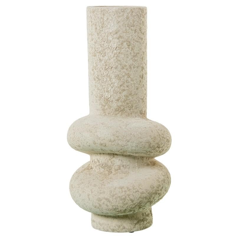 Vase de sol en céramique d'art DRW beige sable de 40 cm de hauteur artisanale