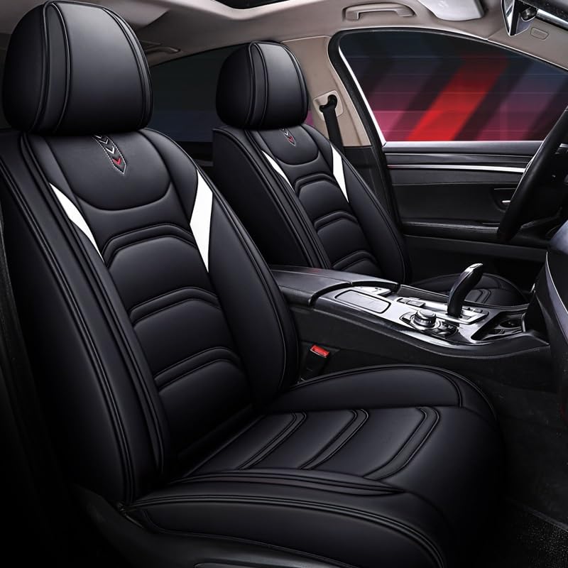 Housse de siège auto en cuir PU noir et blanc pour VW Passat Jetta