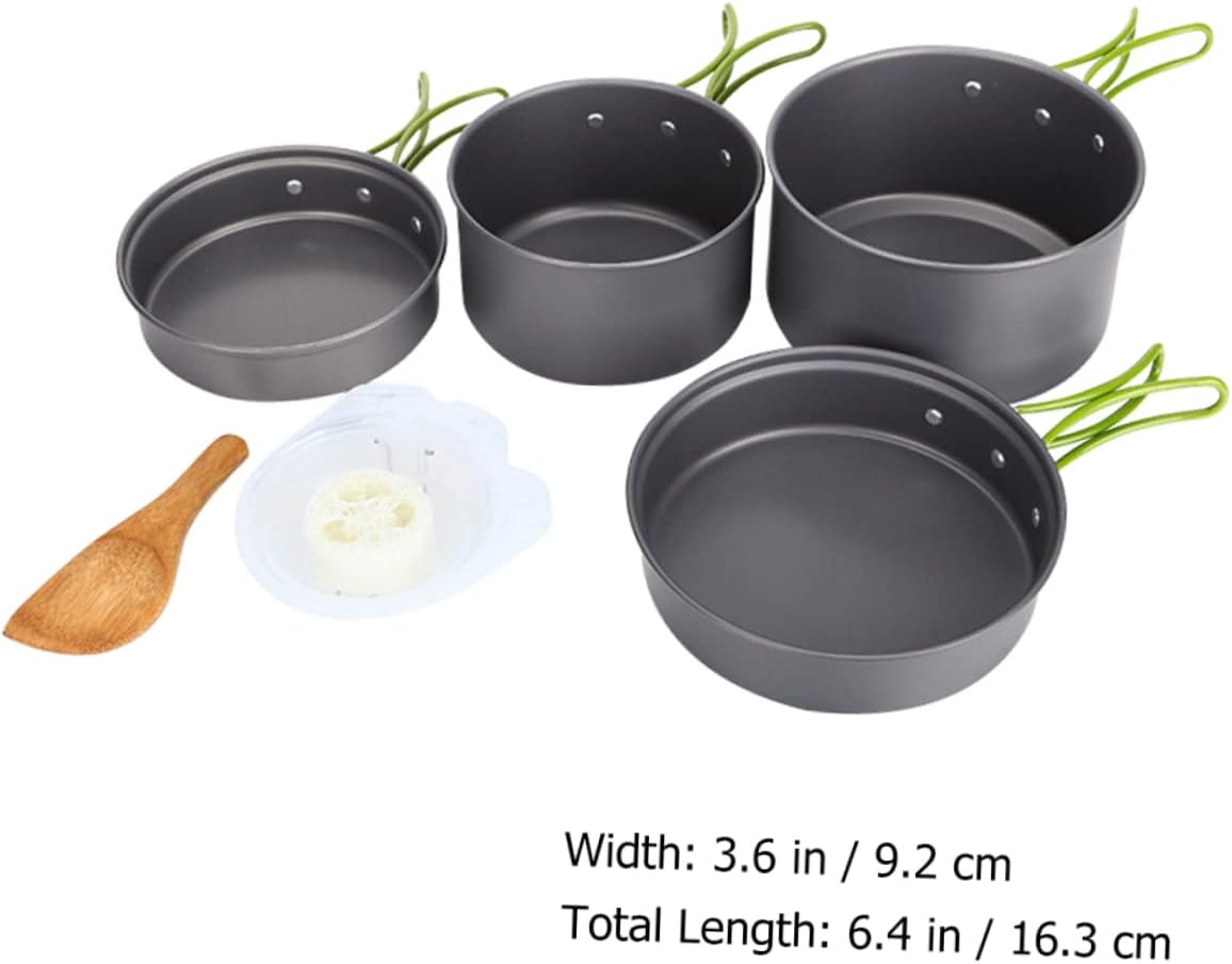 HANABASS 1set Camping Cookware Set Portable Alumina Outdoor for People Non-Stick Soup Pot and Frying Pan Lightweight Backpacking Gear for Hiking and Picnics