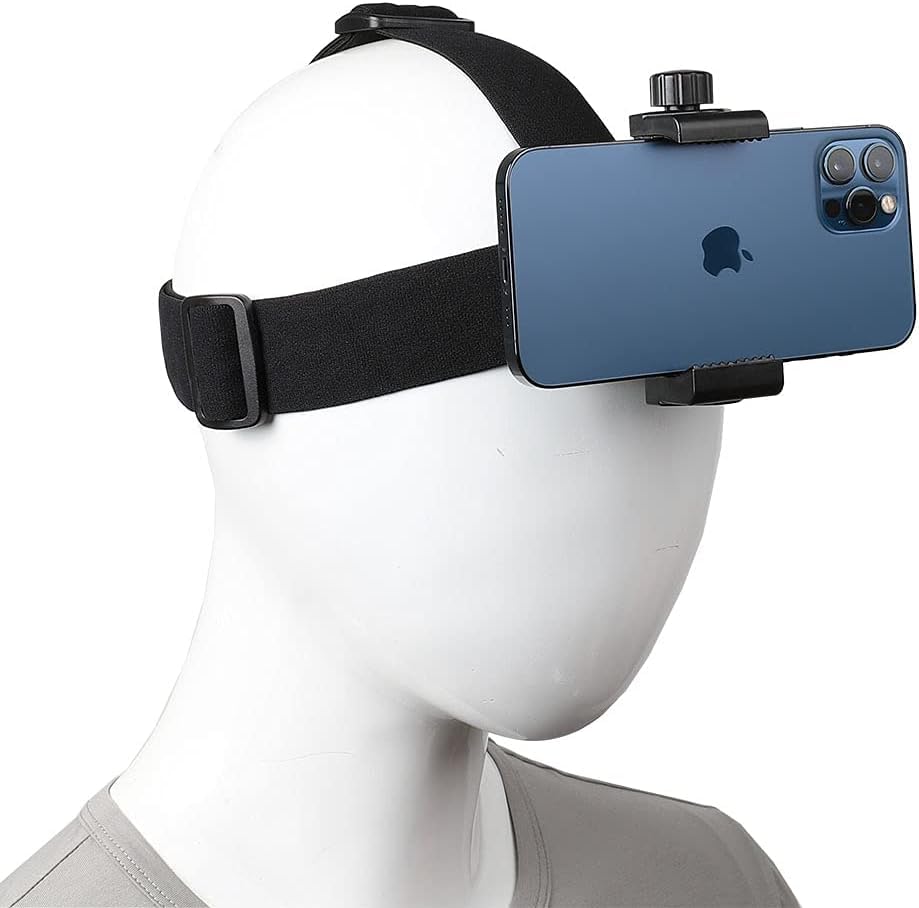 Head-Mounted Mobile Phone Holder,First-Person View Video Outdoor Live Shooting Bracket with Phone Clip for iPhone Samsung Smartphones and GoPro Insta360 Sony DJI Action Camera Head Mount Strap