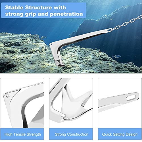 ISURE MARINE Stainless Steel Bruce Style Claw Force Boat Anchor 33lbs (15kg) Heavy Duty Marine Grade Polished by ISURE MARINE - Image 2