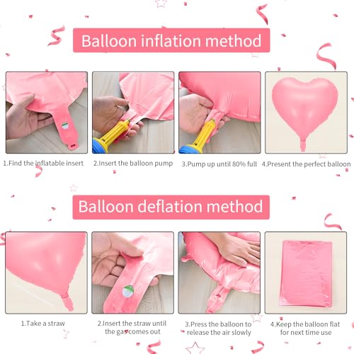 Image of Biapian Pastel Heart Balloons, 10 Pcs Macaron Heart Shape - 18inch Pastel Pink Purple Green Teal Yellow Foil Balloons for Candy Birthday Wedding Baby Shower Easter Party Decoration