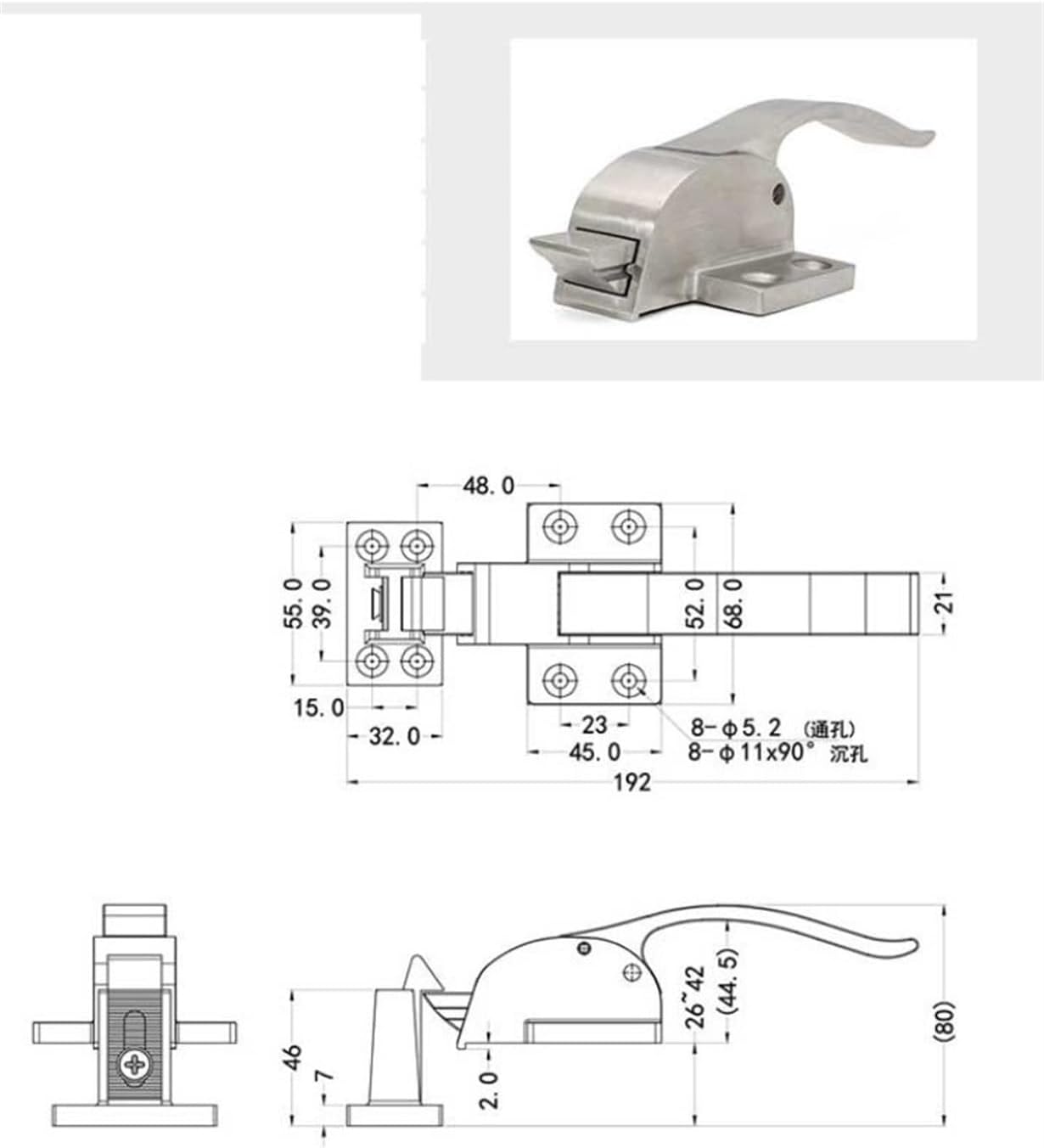 Freezer Oven Handle Tools Instruments Machinery Industrial Equipment 304 Stainless Steel Load-Bearing Cabinet Door Handle 1Pcs