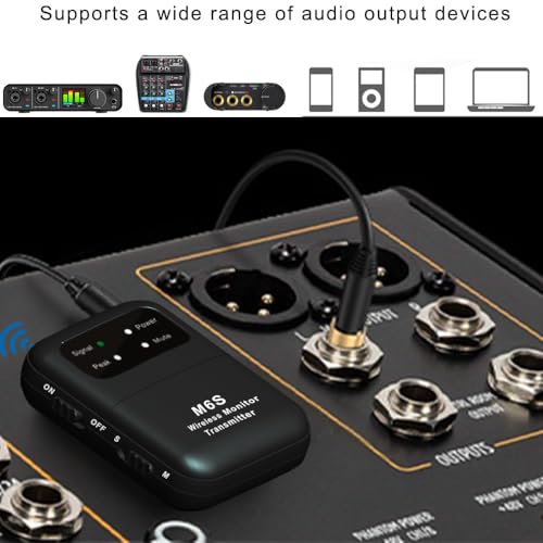 Sistema de Transmisión de Monitor Inalámbrico 2.4GHz Auricular Transmisor y Receptor Recargable con Cambio Mono/Estéreo Calidad de Sonido Digital sin Pérdida Baja Latencia miniatura 3