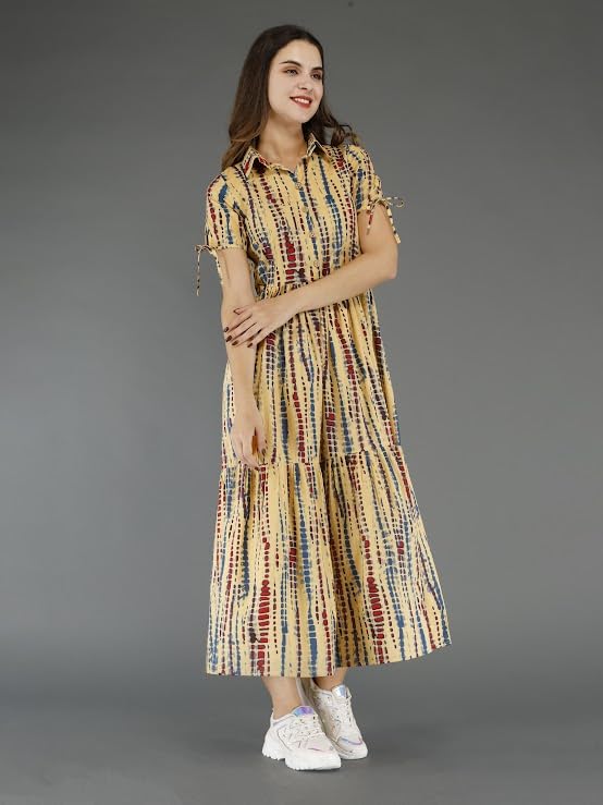 Image of Womens Rayon Fabric Printed Long Anarkali Maternity Feeding Dress with Side Zippers