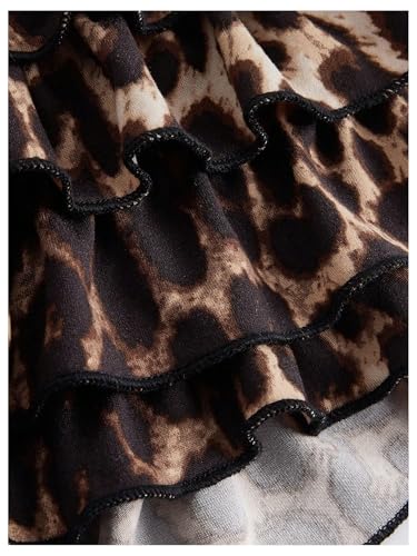 SOLY HUX Women's Y2k Leopard Print Mini Shorts Layered Ruffle Hem Low Waisted Shorts4