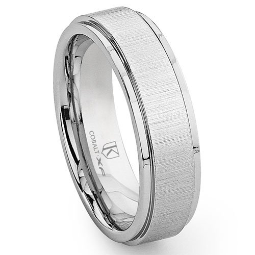 Cobalt XF Chrome 8MM Satin Finish Wedding Band Ring w/Raised Center