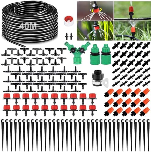 40M Sistema de Riego para Jardin, YRBOGJ 158PCS Equipo de Goteo de Riego de Jardín, para las Plantas, Césped, Flores, Granjas, Patio, Invernadero