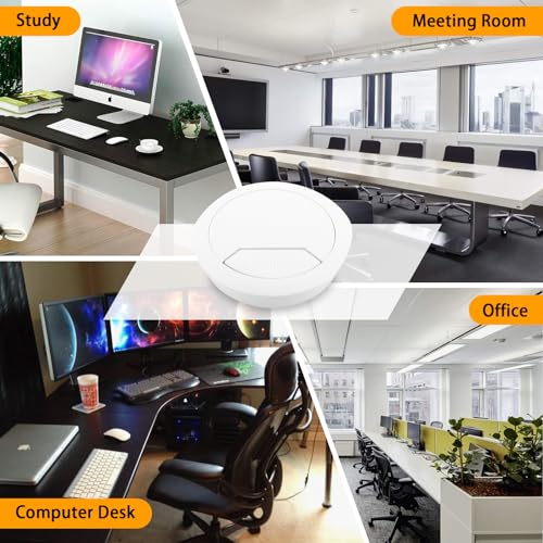 BREANIFULL 8 Stück Tisch Kabeldurchführung Desk Grommet with Hole Saw Computer Grommet Wire Hole 60mm tischdurchführung Organizer Round for Home and Office Table Cable Cord Management (Weiß)