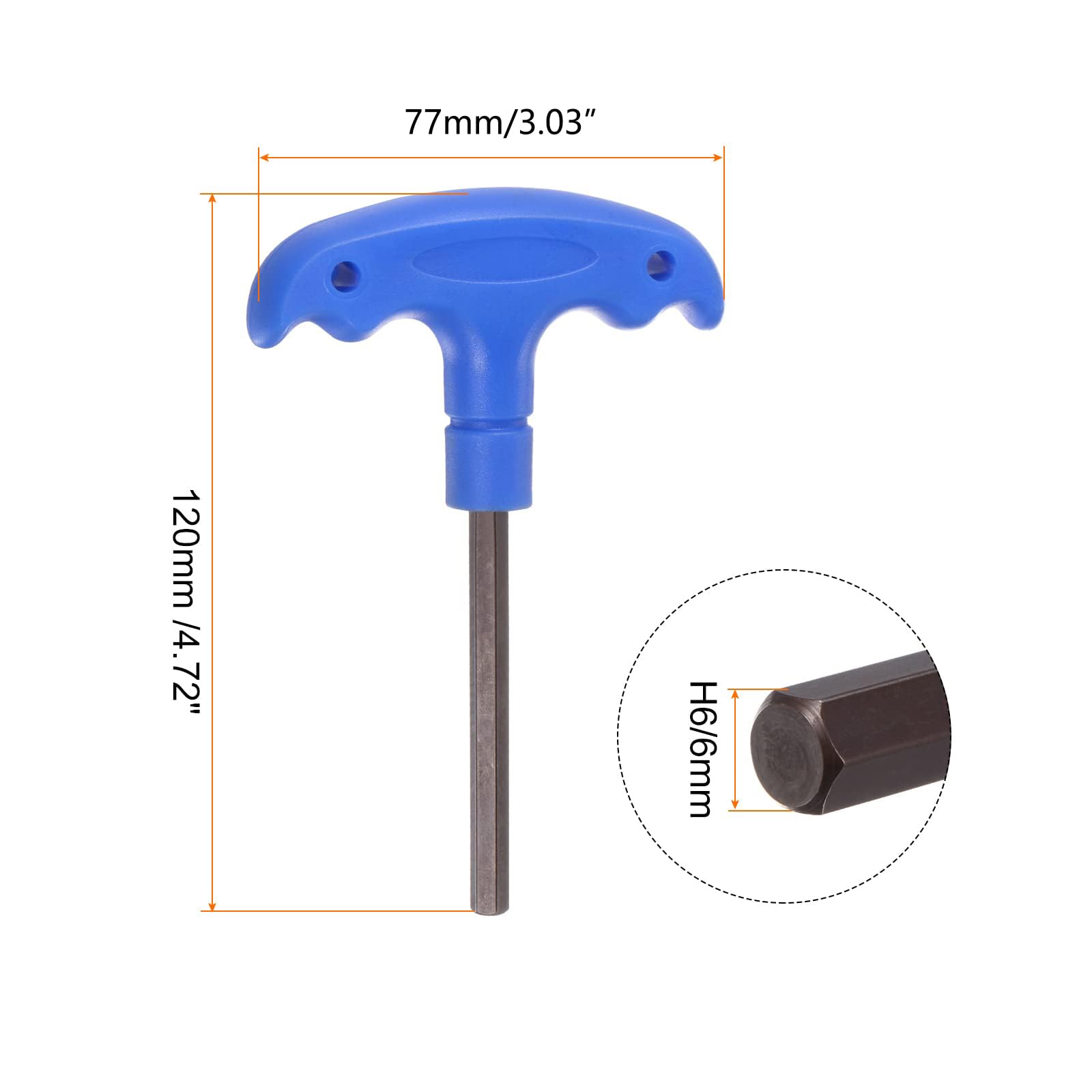 TOP-VIGOR 1Pcs H6 T-Handle Hex Key Wrench, 6mm S2 Steel T-Key Inner Hexagon Spanner Allen Key Allen Key Repair Tool - Image 2