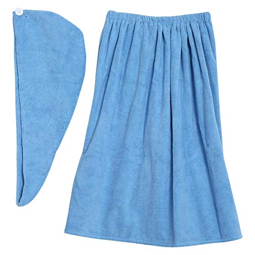 Keenso Women Bath Wrap Spa Towel & Hair Towel Lightweight Terry Cloth Wrap Adjustable Bathrobe