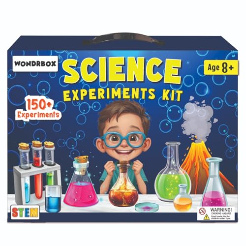 Image of WONDRBOX 150+ Science Experiment Kit for Ages 8 10 12 Year | Birthday Gifts Ideas | STEM School Project Learning Toy for 8 9 10 11 12