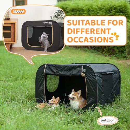 KingCamp XXL Dog Crate, Large Collapsible Pop Up Dog Kennel Tent with Durable 600D Oxford Fabric & Breathable Mesh for Indoor Outdoor Travel, Black, 55" x 39" x 39" by KingCamp - Image 8