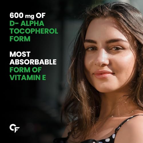 Image of Carbamide Forte 400mg Vitamin E Capsules for Face and Hair | 100% Natural Vitamin E Supplement with Vitamin E Oil | Paraben Free - 120 Capsules