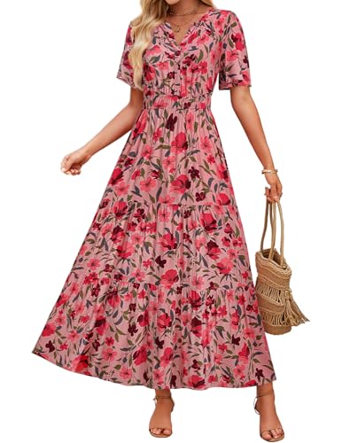 ZESICA Women's 2026 Summer Spring Floral Boho Maxi Dresses Casual