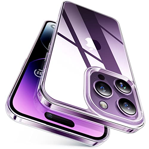 Torras Crystal Clear For Iphone 14 Pro Max Case [Never Yellow][10 Ft Mil-Grade Shockproof] Slim Yet Protective Hard Back Soft Bumper With Airbag For Iphone 14 Pro Max Phone Case- 6.7 Inch #TOP16