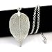 Leaf Necklac Bohemian Pure Natural Leaf Necklace Silver Plated Leaf Pendant Necklace (White)