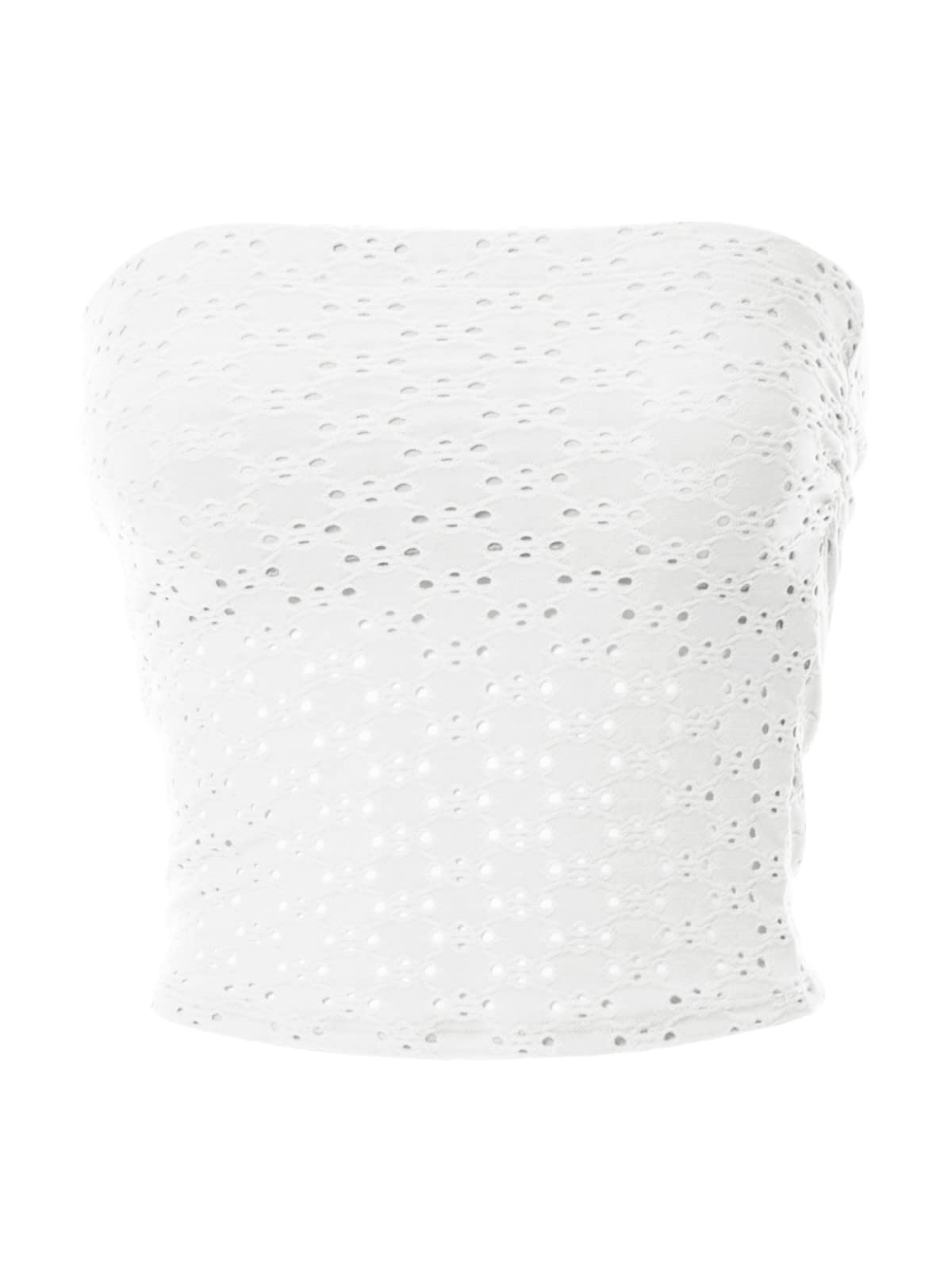 MixMatchyWomen's Casual Basic Built in Cotton Shelf Bra Ruched Side Eyelet Lace Tube Top