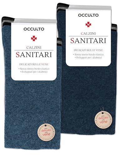 Occulto calzini uomo senza elastico senza cucitura pacco da 10 (modello: Goetz), calzini sanitari per diabetici 4 Paia Nero | 3 Paia Blu Scuro | 3 Paia Azzurro 43-46