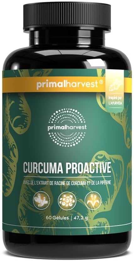 Primal Harvest® Turmeric Proactiv – 120 Turmeric Capsules – Turmeric Extract – Organic Turmeric Powder with BioPerine – Turmeric Capsules – 95% Curcumioids – Lab Tested