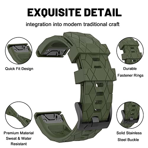 MYSNBKN Fenix 7X Silicone Band - 26mm Quick Fit for Garmin Fenix 7X, 8 51mm, 6X/Pro, 5X/Plus, 3/3 HR, Olive green - Image 3