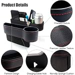 2-Pack Car Seat Gap Filler Organizer with Cup Holder & Phone Slot, PU Leather Car Storage Pocket, Universal seat Gap Organizer for Driver and Passenger Side, (Black) - Image 4
