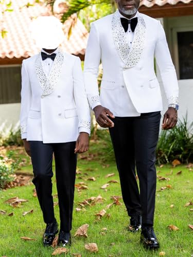 2 Piece Men's Suits with Rhinestones Groom Wedding Tuxedo Double Breasted Blazer Jacket Pants Formal Party Prom Set4