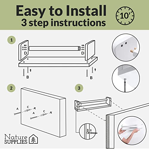 Whitewashed Floating Book Shelves - Set of 3 for Kids' Rooms - Image 7