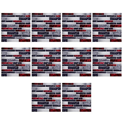 Frakyen 10 Pcs Peel And Stick Backsplash Tiles Peel And Stick Backsplash Tile Sticker For Kitchen 3D Wall Sticker Panel Self-Adhesive Mosaic Tile For Bathroom, Fireplace, Laundry Table, Stair Decals #TOP15
