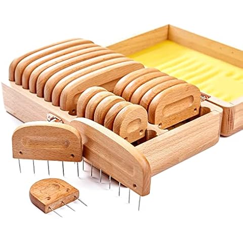 KnitIQ Blocking Combs - Extra Long Wooden Knit Blockers with Easy Grip for Blocking Knitting, Crochet, Lace or Needlework - Set of 21 Combs in 3 Sizes Cover