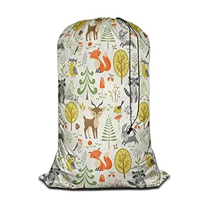 Swono Woodland Animals Laundry Bag with Strap Machine Washable Large Dirty Clothes Organizer Trees Mushrooms Berries Rabbit Owl Easy Fit Laundry Hamper or Basket, Carry Up to 4 Loads of Laundry Swono Woodland Animals Laundry Bag with Strap Machine Washable Large Dirty Clothes Organizer Trees Mushrooms Berries Rabbit Owl Easy Fit Laundry Hamper or Basket Carry Up to 4 Loads of Laundry