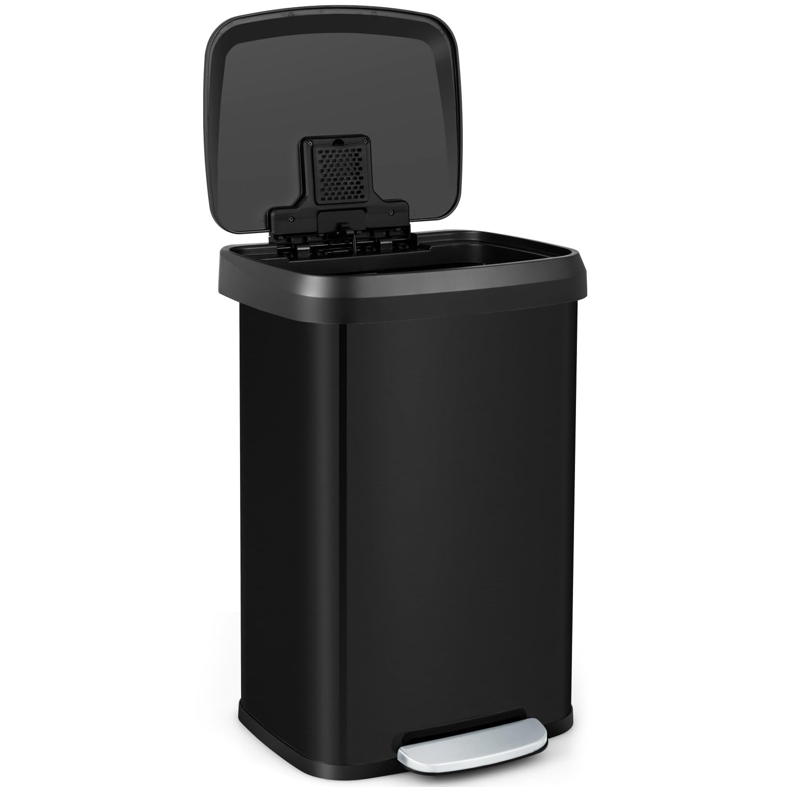 TANGZON 50L/68L Recycling Pedal Bin, Stainless Steel Kitchen Bin with Soft Close Lid, Handle & Non-Slip Base, Fingerprint-Proof Waste Separation Trash Can (50L, with Deodorant Box, Black) โ image 1