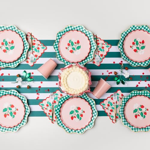 Image of Bonjour Fete Elegant Emerald Green Gingham Dinner Plates, Pack of 8, 11 inchD